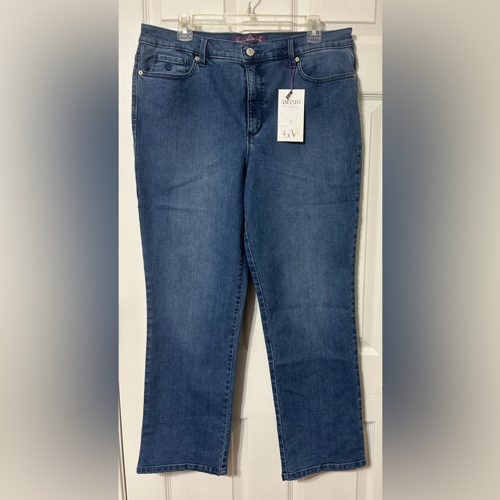 Gloria Vanderbilt Amanda Jeans Classic Rise Tapered Leg Slimming NWT 16 Petite